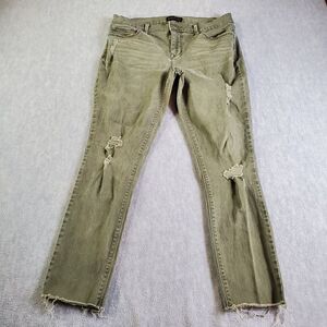 Express Pants Womens 8R Green Distressed Ankle Mid Rise Leggings